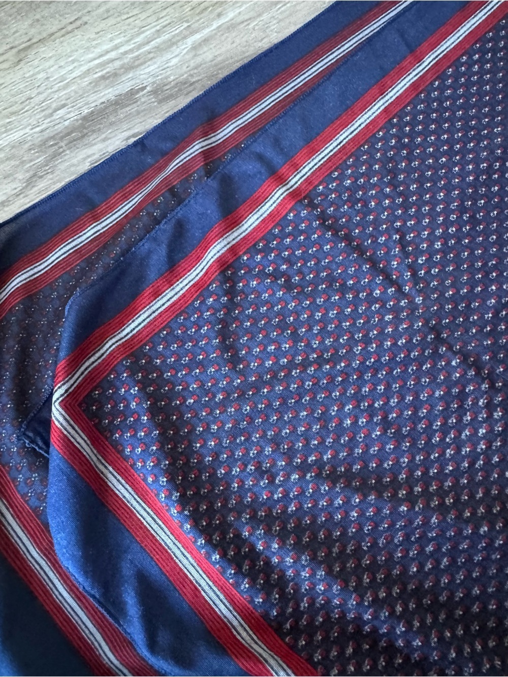 Long Rectangular Navy Red Patterned Scarf Accessories - Stretchy Material